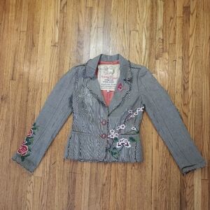 Johnny Was 3J Work Shope Womens Floral Blazer Size S Embroidered Daydream